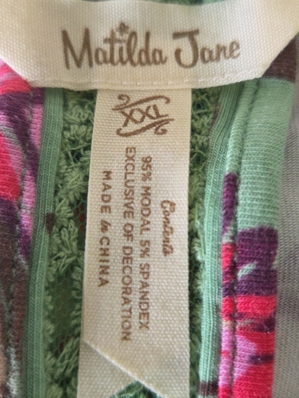 Matilda Jane Weekend Away Green Floral V-Neck Tank Size 2XL Buttery Soft - Picture 8 of 10